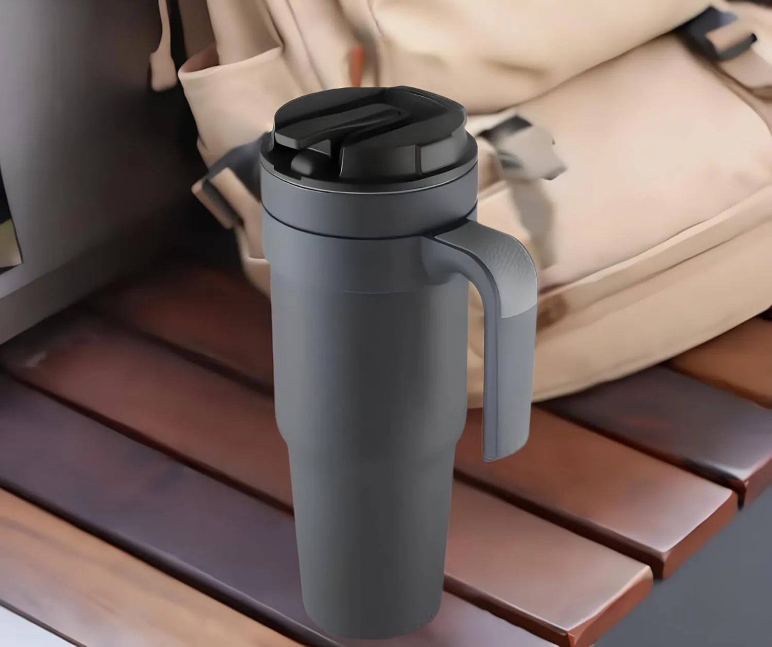 Cafeteria Coffee Mug with Handle for Hot and Cold Drinks, Travel Mug (grey), 40 OZ, Gray, FC094