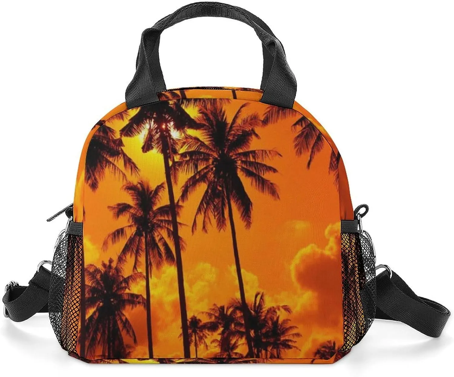 California Palm Trees Portable Lunch Box Crossbody Bag Tote Insulated with Adjustable Strap Work Beach Picnic