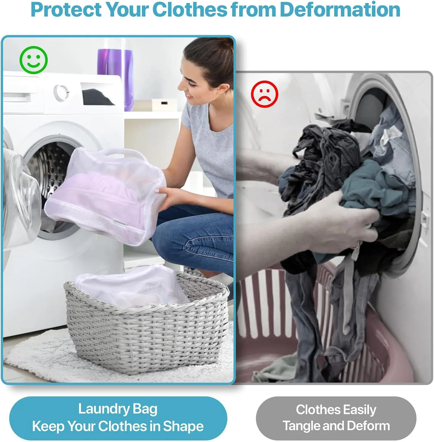 Cambond Dual-Use Mesh Packing Cubes Laundry Bag - See Through Packing Cubes for Travel, Lightweight Machine Washable Mesh Laundry Bags Wash Bags with Handle, Travel Bags Luggage Suitcase Organizer