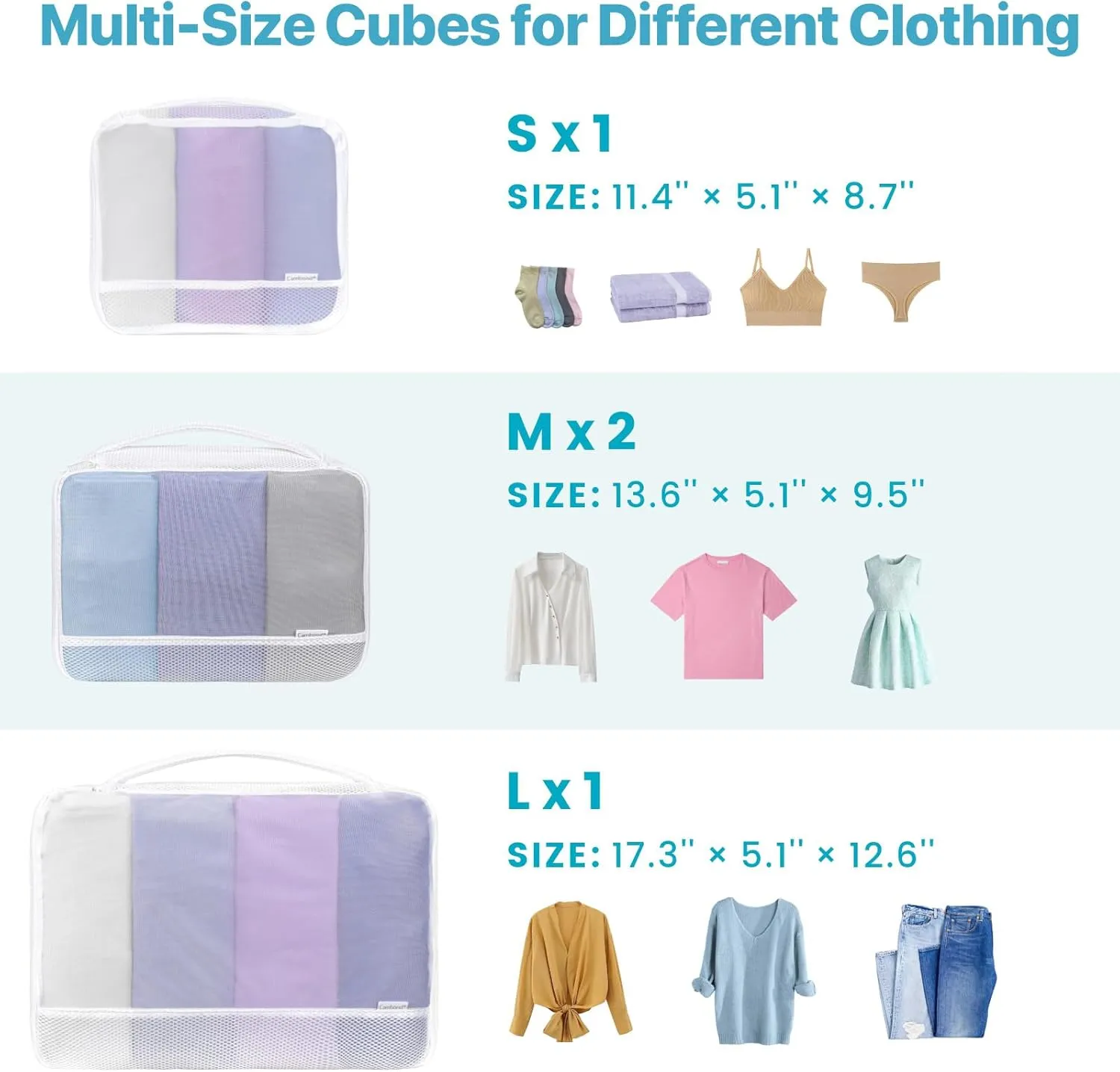 Cambond Dual-Use Mesh Packing Cubes Laundry Bag - See Through Packing Cubes for Travel, Lightweight Machine Washable Mesh Laundry Bags Wash Bags with Handle, Travel Bags Luggage Suitcase Organizer
