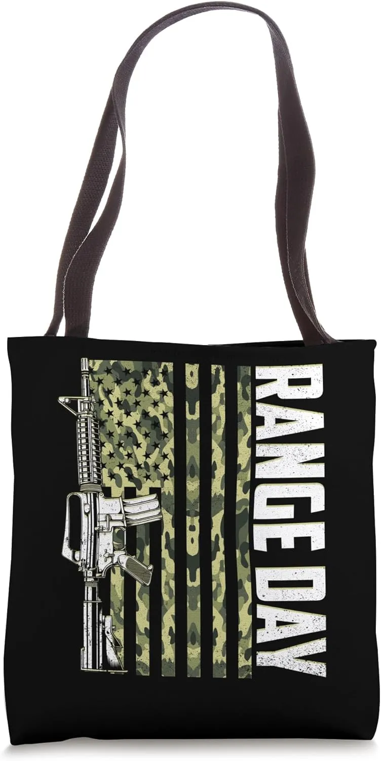 Camo American Flag Range Day Patriotic Gun Shooting Range Tote Bag
