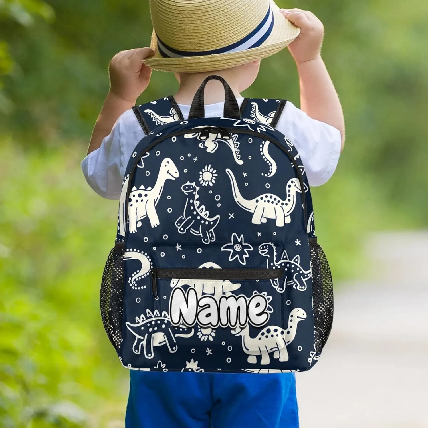 Camo Dinosaur Footprint Personalized Backpack Bag with Name Lightweight Custom Shoulder Bags Waterproof Casual Backpacks Travel Laptop Bag for Work Picnic 12in