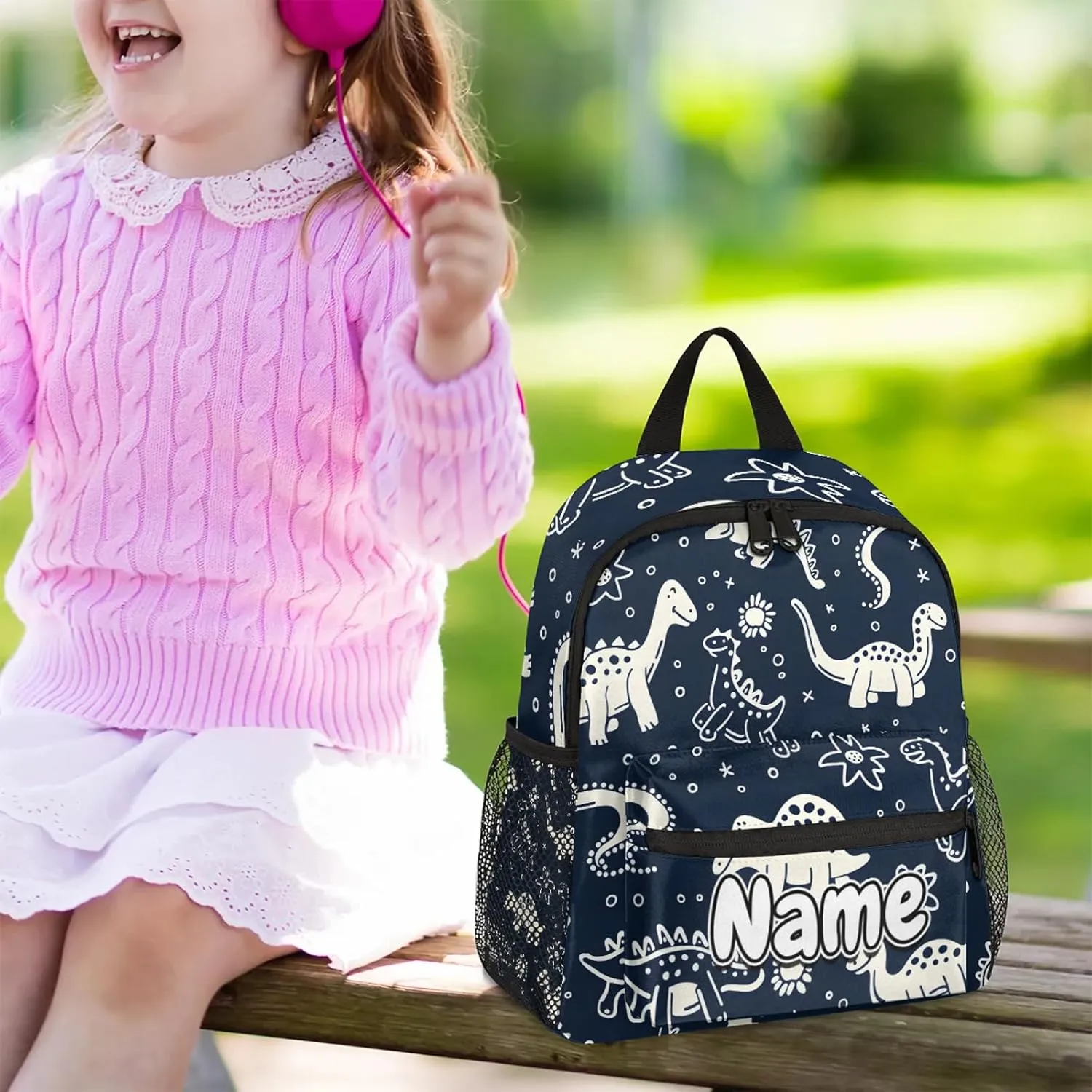 Camo Dinosaur Footprint Personalized Backpack Bag with Name Lightweight Custom Shoulder Bags Waterproof Casual Backpacks Travel Laptop Bag for Work Picnic 12in