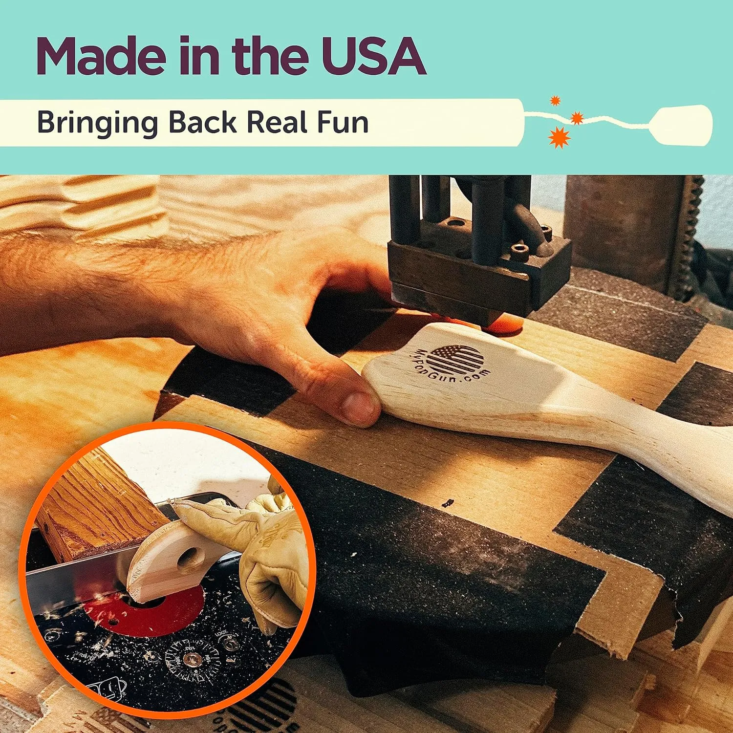 Camo Toy Pop Gun for Kids - Wooden Toy Guns for Boys Ages 3-7 - Fake Handgun with Wood Finish & Plastic Cap - Fun Rifle & Pistol Toys - Made in USA