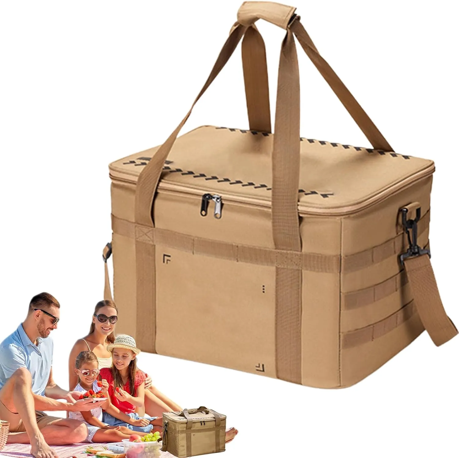 Camping Bags for Organizing - Soft Container Box for Camping - 36L Insulated Cooler Case, Large Capacity Organizer for Water Beer Juice Fruits Milk Seafood Salad