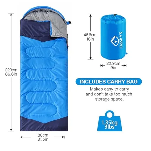 Camping Sleeping Bag-3 Season Warm & Cool Weather-Lightweight