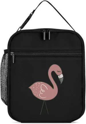 Campsite Flamingos Insulated Lunch Bag Cooler Bag Portable Leakproof Lunch Box Adjustable Handbag Meal Tote with Handle