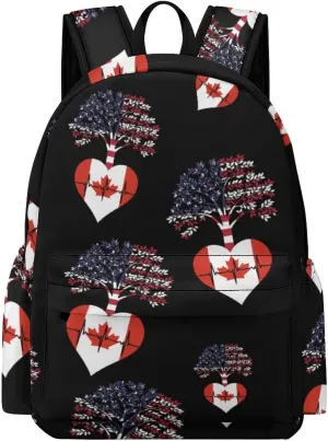 Canada US Root Heartbeat Fashion Laptop Backpack Purse Travel Backpack Casual Shoulder Bag for Work Shopping Camping
