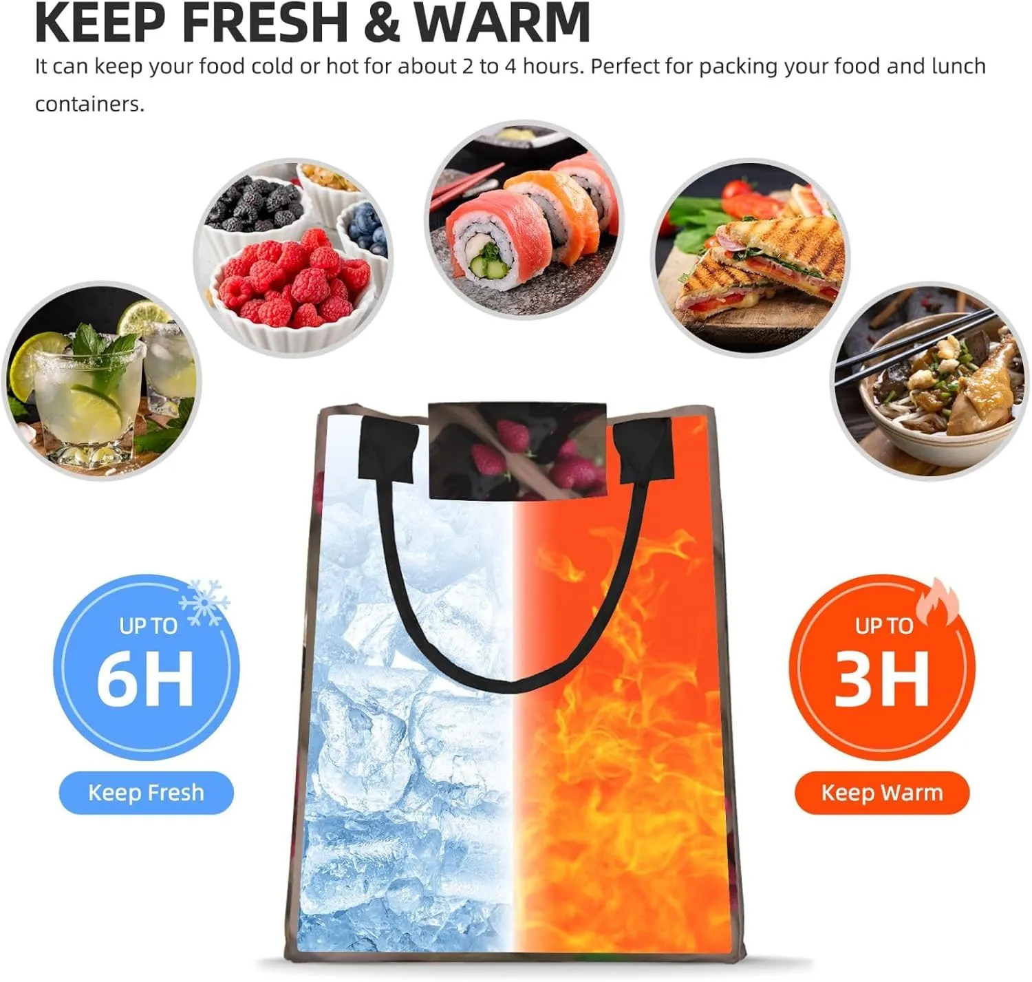 Candles And Roses Lunch Bag For Women Men Reusable Insulated Lunch Tote Bag For Work Office Travel Picnic Yoga