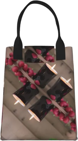 Candles And Roses Lunch Bag For Women Men Reusable Insulated Lunch Tote Bag For Work Office Travel Picnic Yoga
