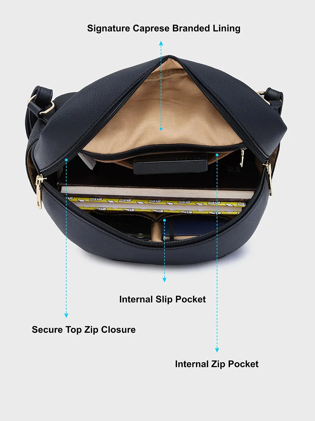 Caprese Brianna Medium Black Backpack