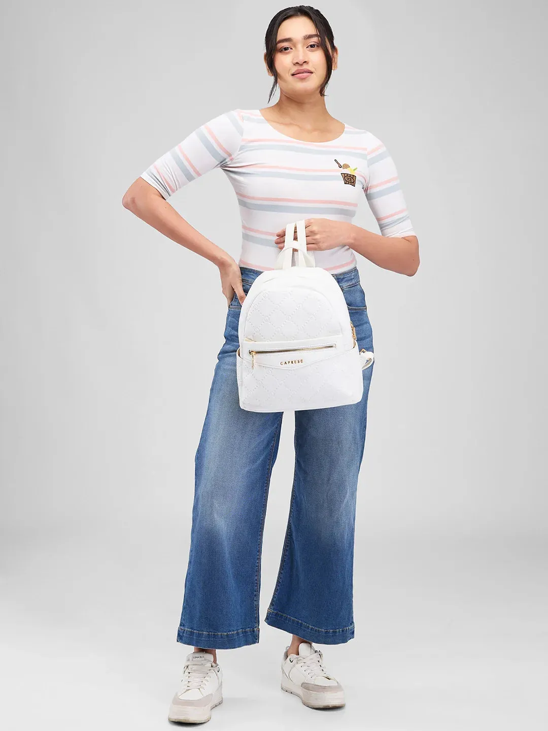 Caprese Brianna Medium White Backpack