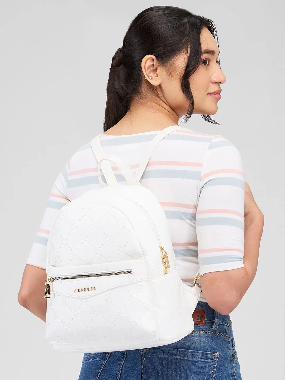 Caprese Brianna Medium White Backpack
