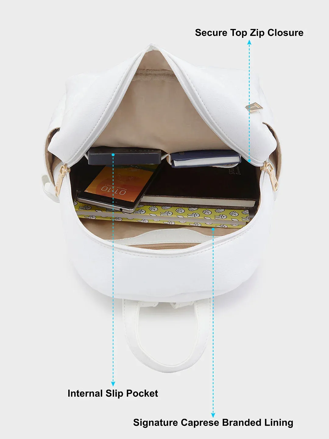 Caprese Brianna Medium White Backpack