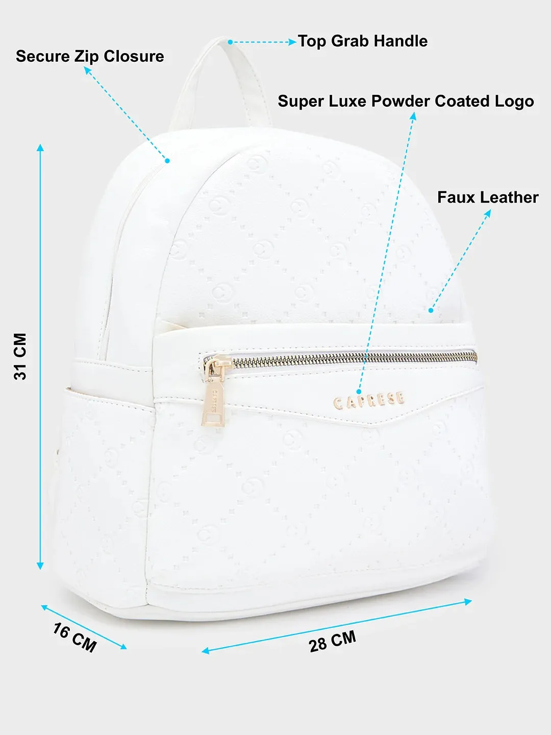 Caprese Brianna Medium White Backpack