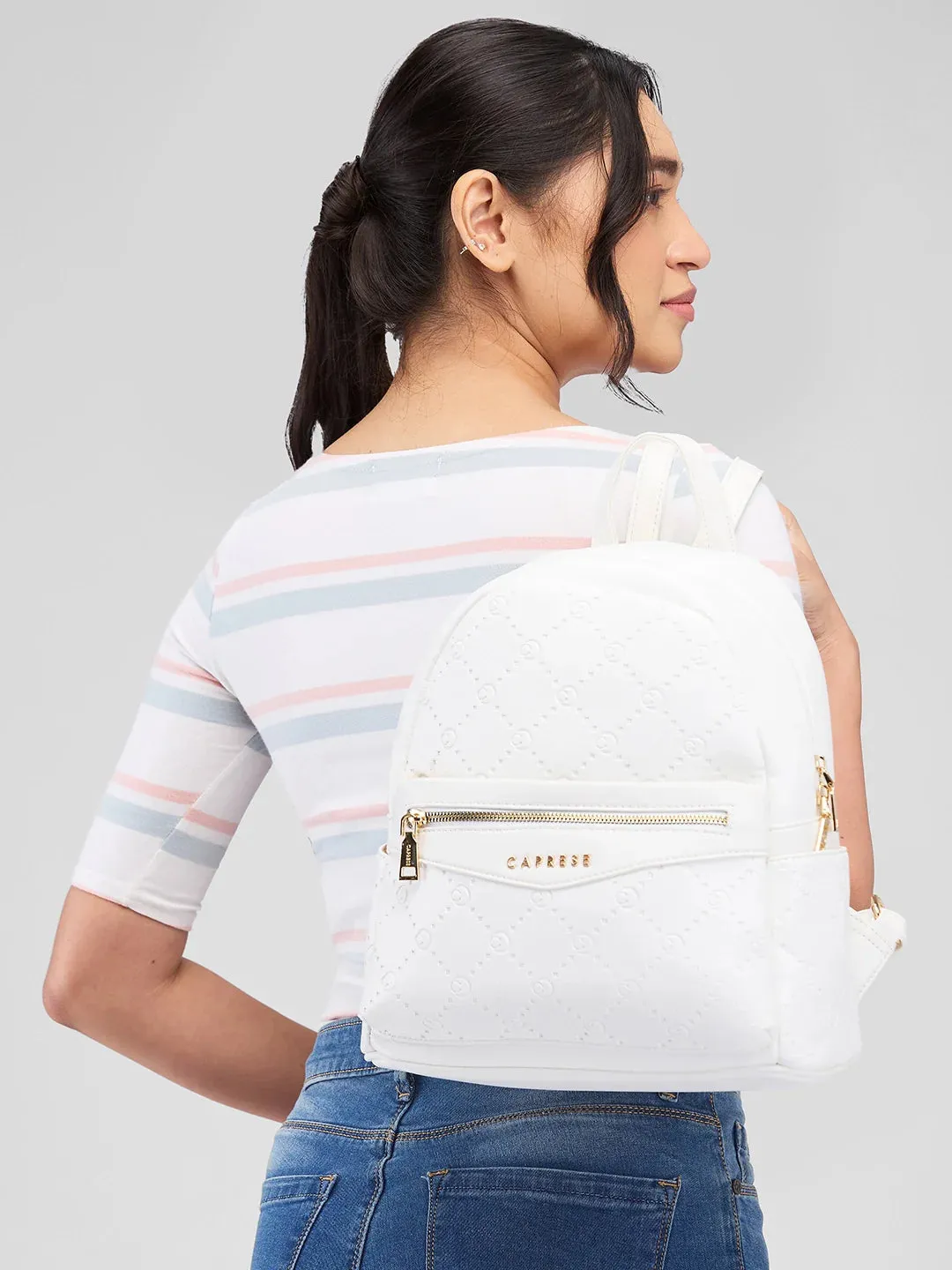 Caprese Brianna Medium White Backpack