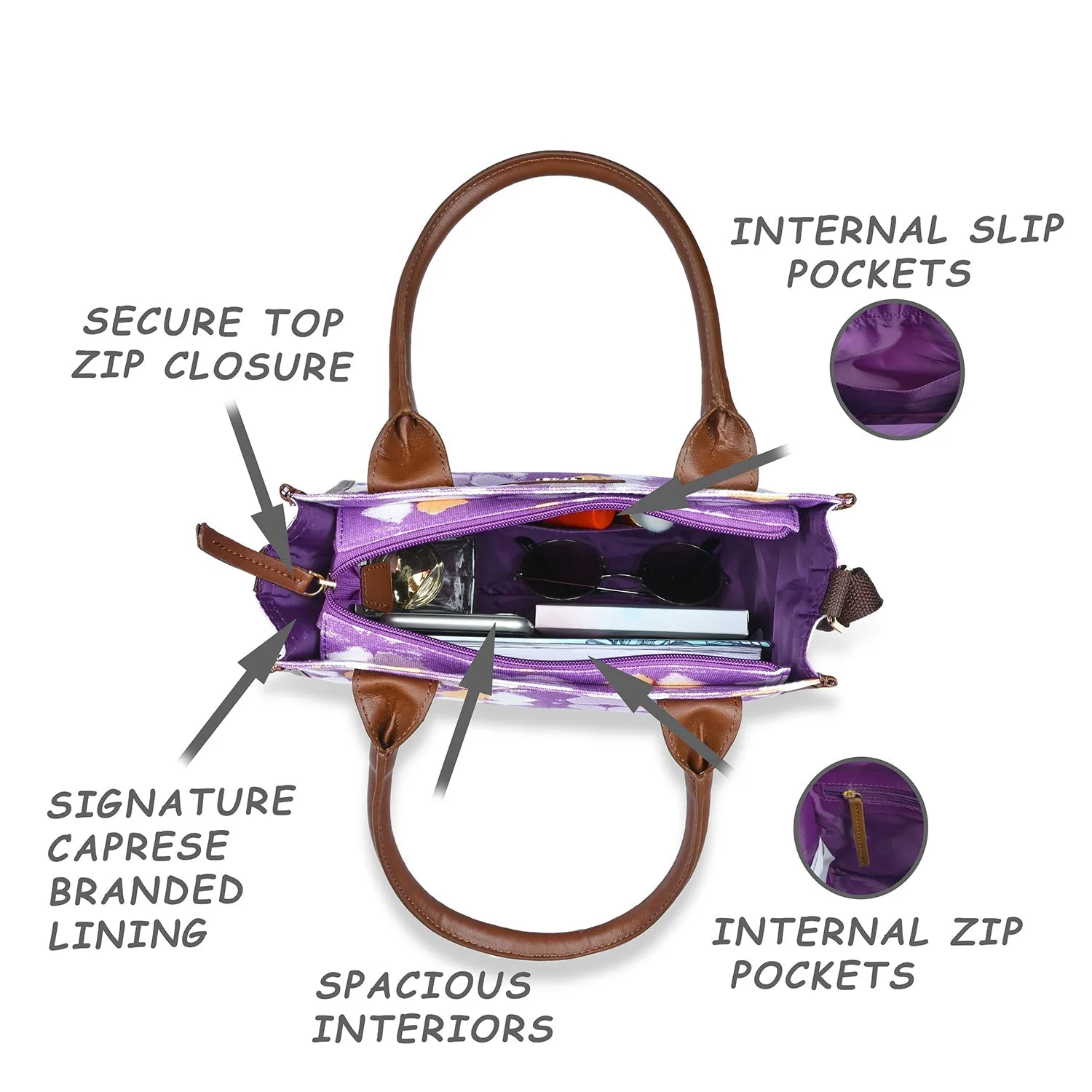 Caprese Enora Small Purple Tote Bag