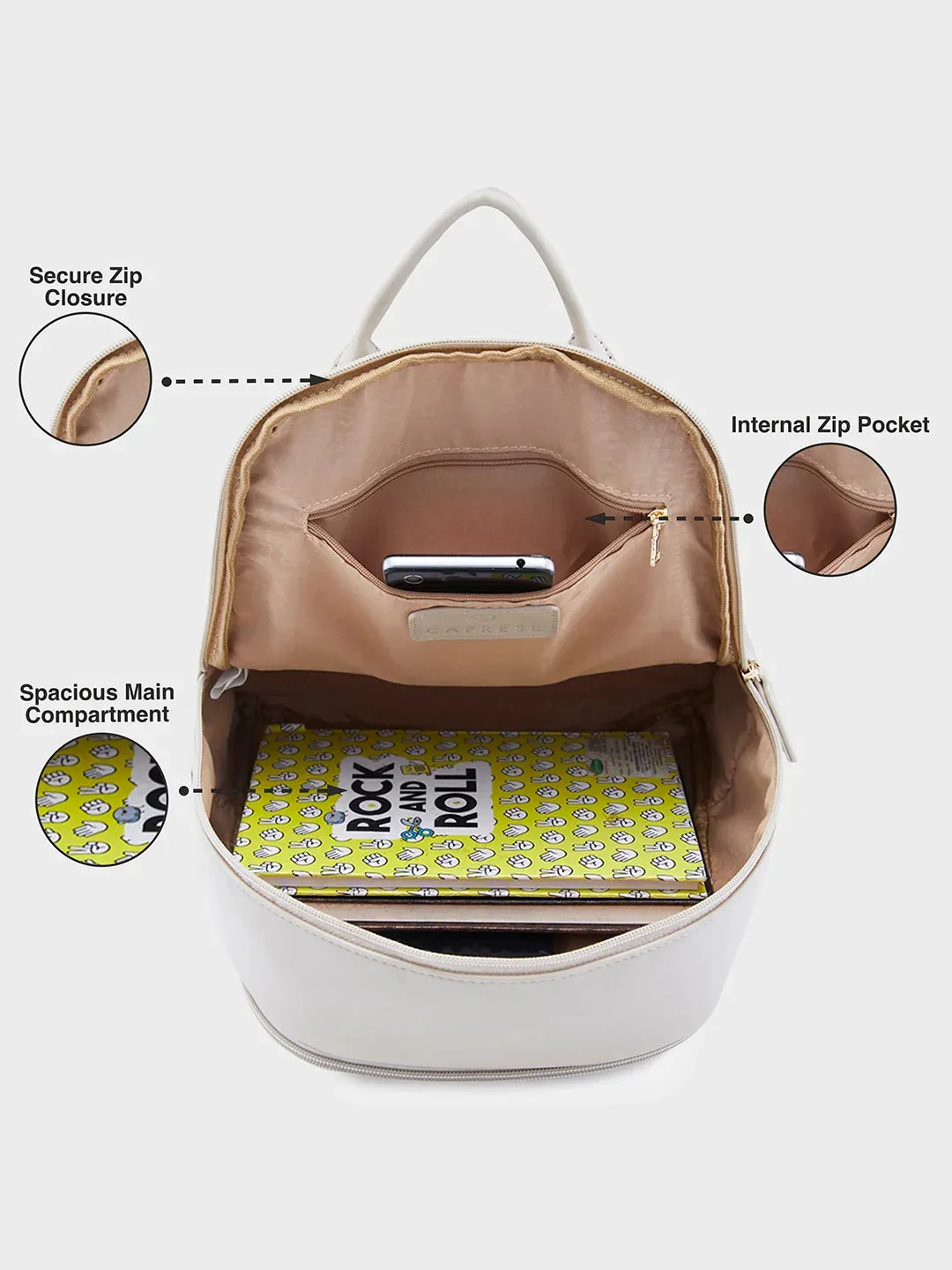 Caprese Merlin Medium Beige Backpack