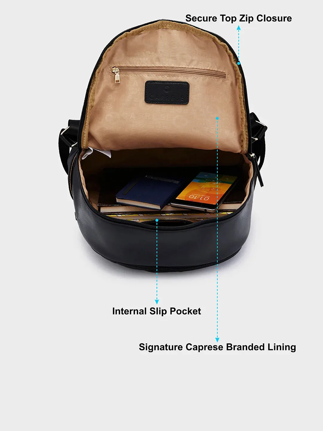 Caprese Merlin Medium Black Backpack