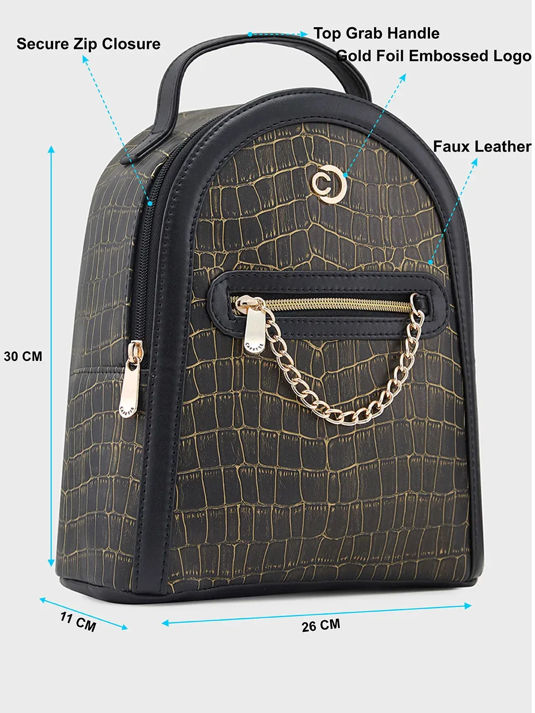 Caprese Mist Small Black Backpack