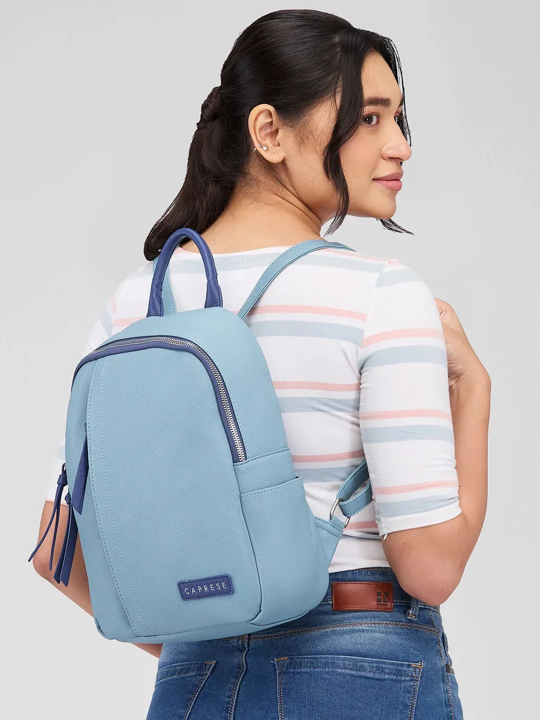 Caprese Tia Medium Powder Blue Backpack