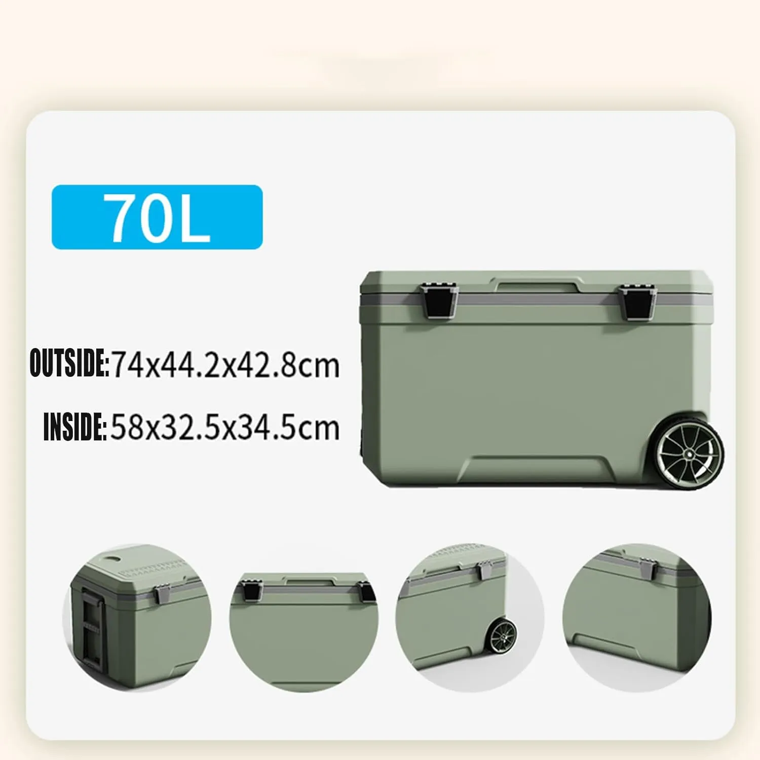 Car Camping Coolers for Peugeot 3008 4008, Waterproof Portable Cooler, Leak Proof Picnic Insulated Bag, Ultra-Light Premium Ice Chest Box,A-Green-70L
