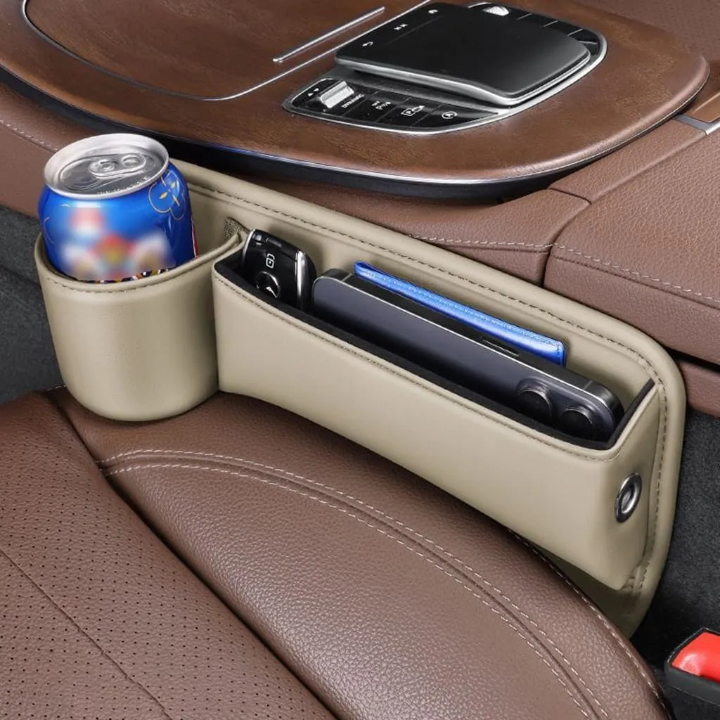 Car Seat Gap Filler Organizer for Lexus LX III 2007-2021, Car Gap Filler Car Seat Storage Box Seat Gap Storage Box Car Accessories,Beige