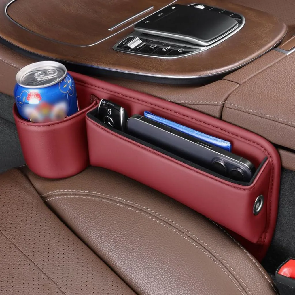 Car Seat Gap Filler Organizer for Mercedes-Benz GLA (H247) 2019 2020 2021 2022 2023 2024 2025, Car Gap Filler Car Seat Storage Box Seat Gap Storage Box Car Accessories,Red