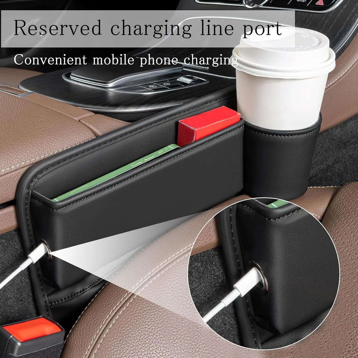 Car Seat Gap Filler Organizer for MG One 2021 2022 2023 2024, Car Gap Filler Car Seat Storage Box Seat Gap Storage Box Car Accessories,Black