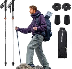 Carbon Fiber Trekking Pole Collapsible & Telescopic Hiking Pole Ultralight Trekking Pole with Quick Lock & Extended EVA Grips Compact Walking Pole for Hiking