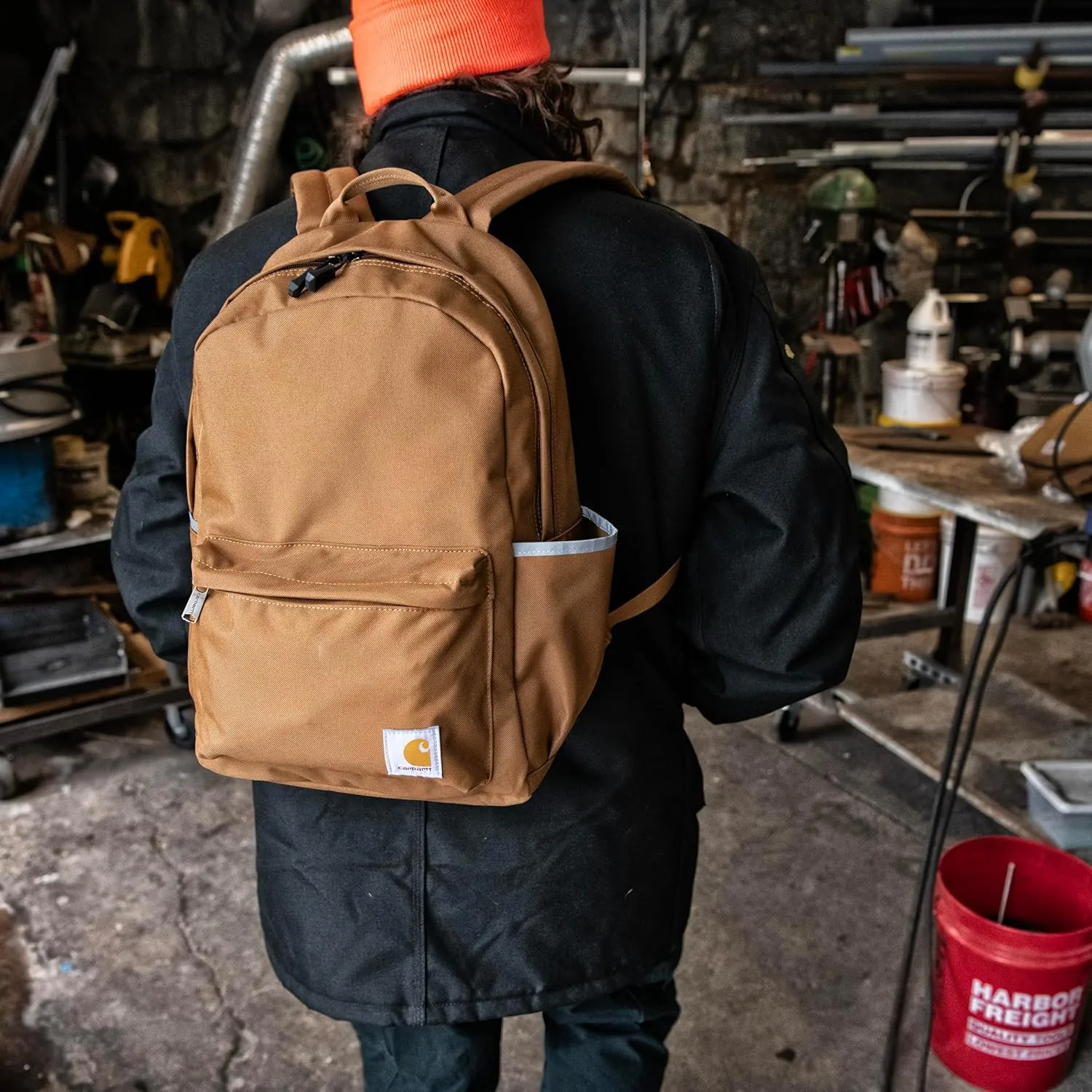 Carhartt 21L Classic Backpack, Water-Resistant Pack W/ 15" Laptop Sleeve and Organizational Compartments, Gravel, PFAS Free