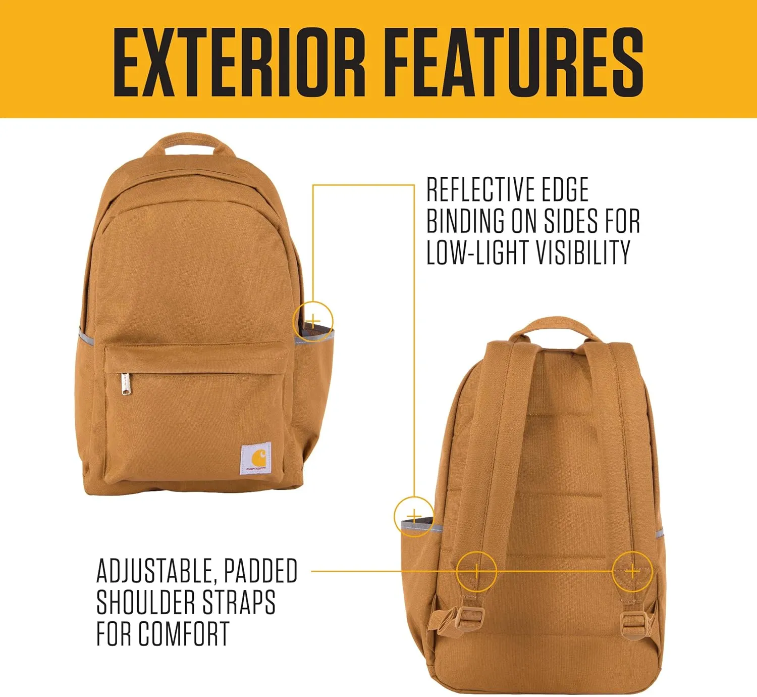 Carhartt 21L Classic Backpack, Water-Resistant Pack W/ 15" Laptop Sleeve and Organizational Compartments, Gravel, PFAS Free