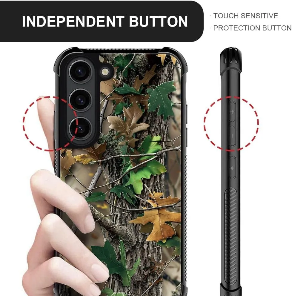 CARLOCA Compatible with Samsung Galaxy S23 Plus Case,Forest Camping Camo Autumn Samsung Galaxy S23 Plus Cases for Girls Women,Fashion Graphic Design Shockproof Anti-Scratch Drop Protection Case