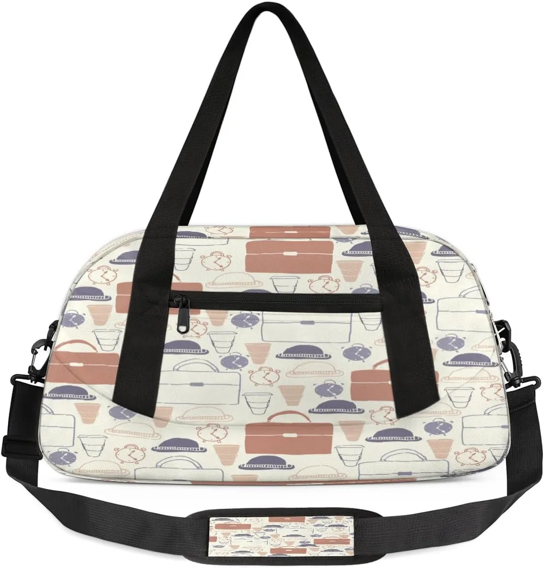 Cartoon Bag Kids Overnight Duffle Bags for Girls Boys, Alarm Clock Pattern Lightweight Sports Gym Bag for Kids，Small Overnight Weekender Carry on Travel Bags Dance Bag