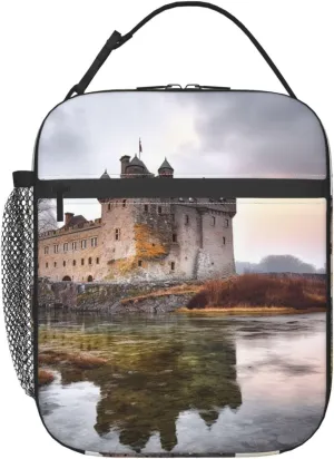 Castle Near Lake Stones Lunch Bag for Women Men Adult Insulated Lunch Box Reusable Leakproof Lunch Tote Bags Large Capacity Cooler Lunch Container Portable Lunchbox for Work Travel