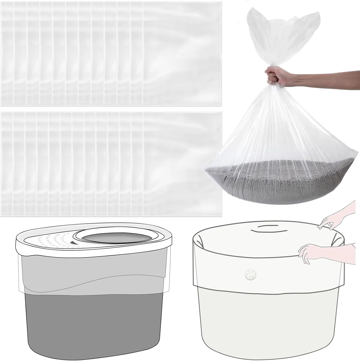 Cat Litter Box Liners Compatible with IRIS Top Entry Cat Litter Box - 25 Pack, Tear-Resistant and Spill-Proof, Perfect Fit for Most Top Entry Litter Pan Models
