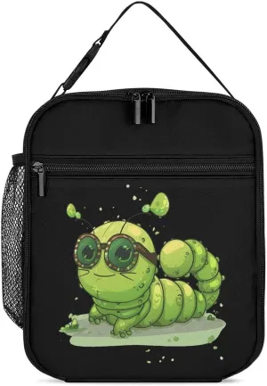 Caterpillar Glasses Insect Bug Lunch Bag Insulated Lunch Box Reusable Lunch Containers Tote Bags for Work Travel