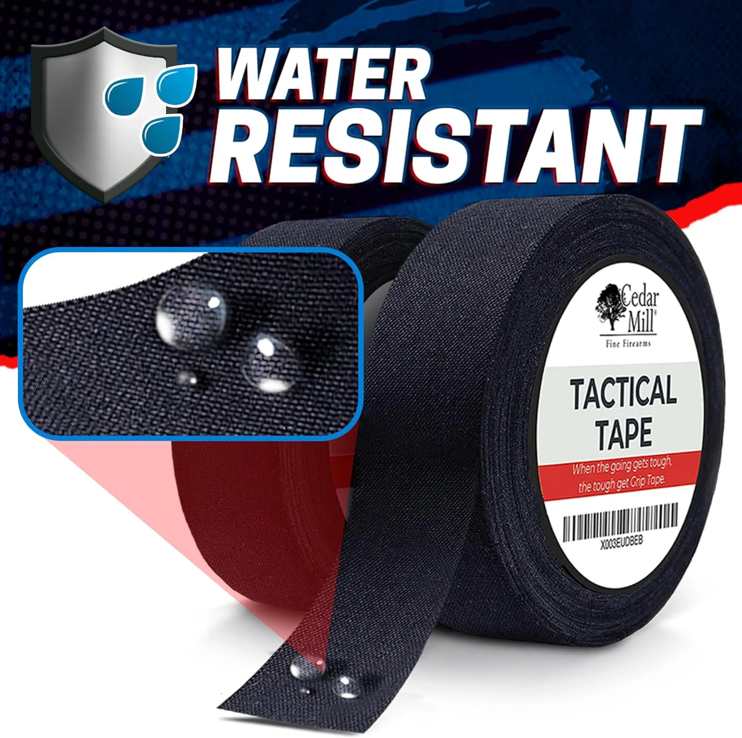 Cedar Mill Fine Firearms Handgun Grip Tape - Waterproof Gun Grip Tape, Non-Adhesive Multipurpose Military Tape to Improve Handles, Fore Grip Tape for Guns, Rifle, and Shotgun - 1 Inch x 21.87 Yards