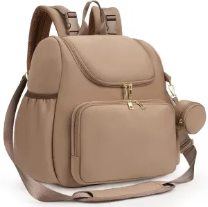 CEI-CEI Diaper Bag 4 in 1 Convertible Diaper Backpack Neoprene Waterproof Baby Bag for Mom and Dad with Changing Pad Stowable Shoulder Strap Travel with Pacifier Case and Insulated Pockets (Oat)