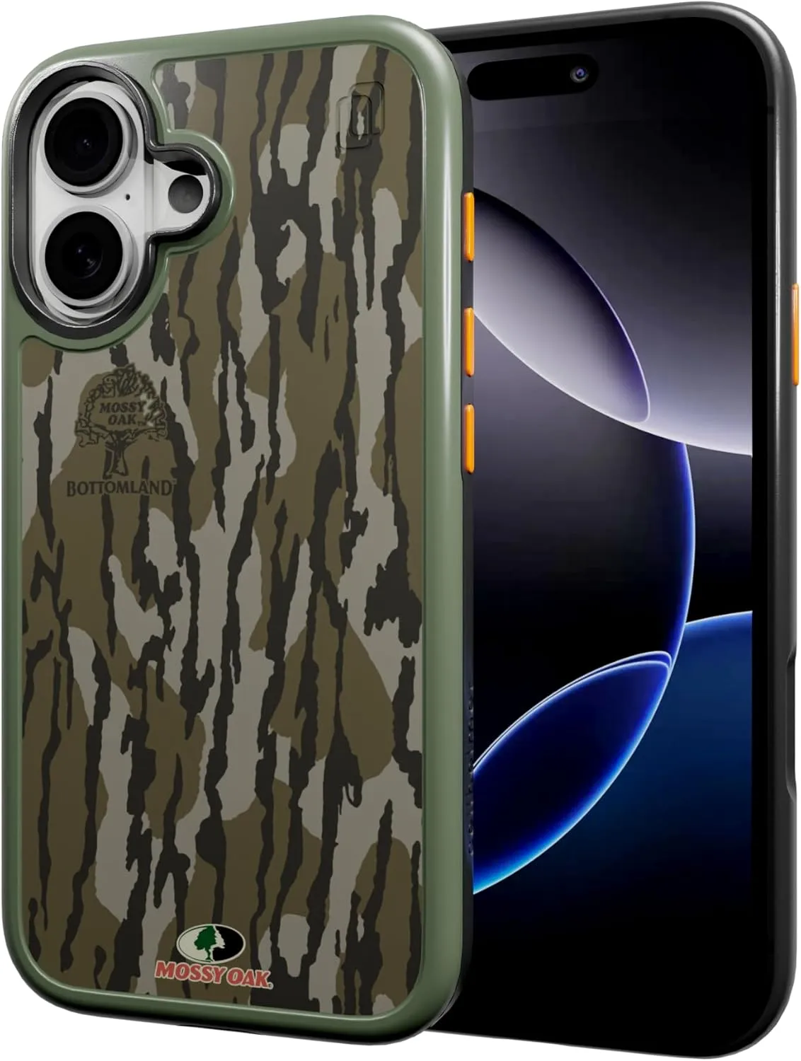 cellhelmet Fortitude Case for iPhone 16 | MagSafe Compatible | Dual Protection | Drop Test Certified | Shockproof Durable iPhone 16 Mossy Oak Case | Bottomland Camo