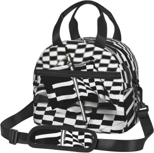 Checkered Flags Race Flags Print Crossbody Insulated Lunch Bags For Women Men Cooler Bag Lightweight Waterproof Lunch Box