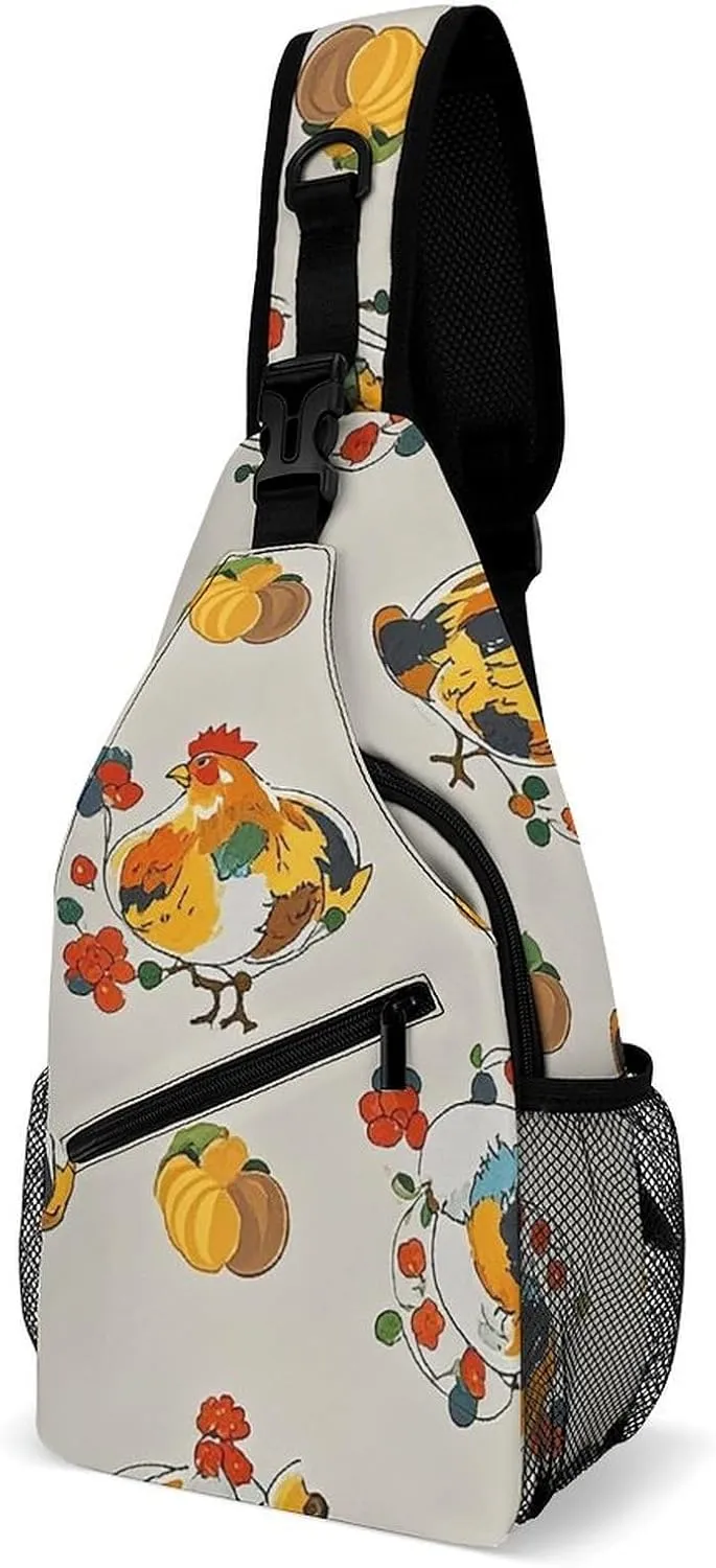 Chicken Pattern Sling Bag Crossbody Bags Cross Body Bag Fanny Packs Chest Bags Sling Purses for Travel