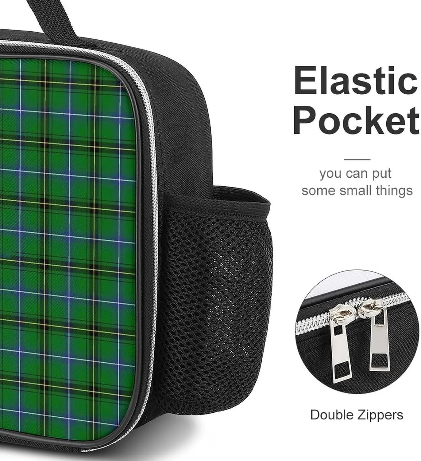 Clan Henderson Tartan Detachable Polyester Lunch Bag, Large Capacity Lunch Bag