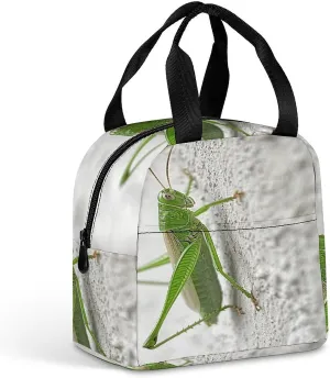 Classic Lunch Box for Men Women,Green Grasshopper Image Reusable Insulated Lunch Bag Cooler for Work Picnic Or Travel