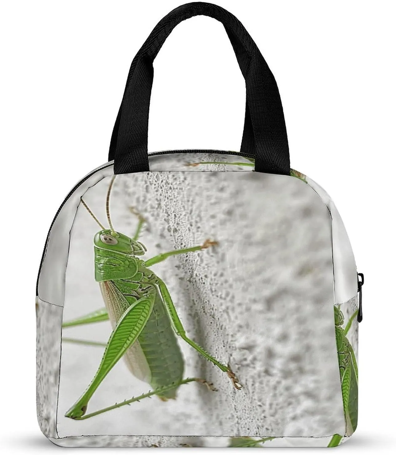 Classic Lunch Box for Men Women,Green Grasshopper Image Reusable Insulated Lunch Bag Cooler for Work Picnic Or Travel