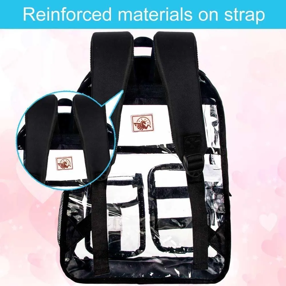 Clear Backpack, Transparent Bookbag Heavy Duty See Through Backpacks