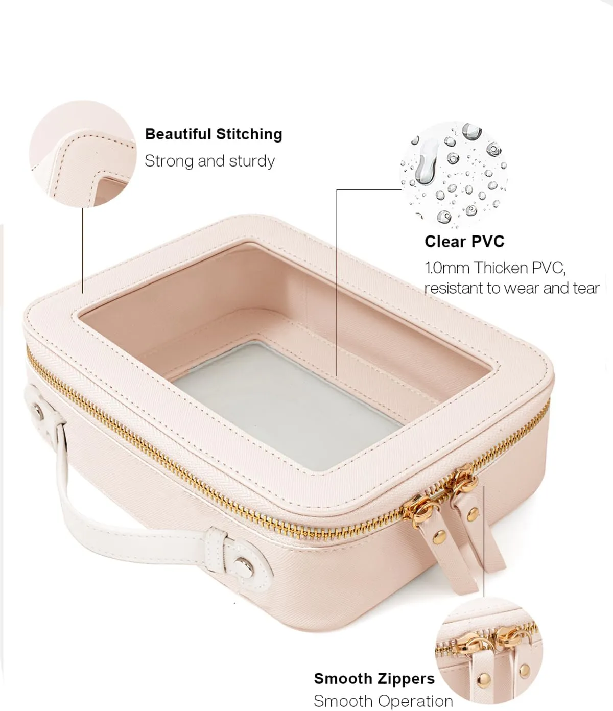 Clear Makeup Bag, Small Makeup Bag TSA Approved Toiletry Bag Cosmetic Travel Bag Cute Makeup Bag Organizer Makeup Case Pouch Car Essentials for Women Men