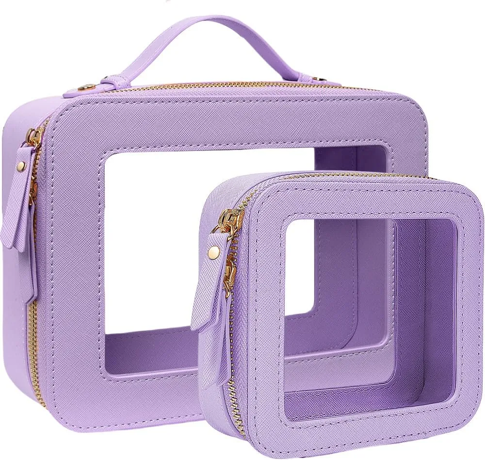 Clear Makeup Bag, Small Makeup Bag TSA Approved Toiletry Bag Cosmetic Travel Bag Cute Makeup Bag Organizer Makeup Case Pouch Car Essentials for Women Men