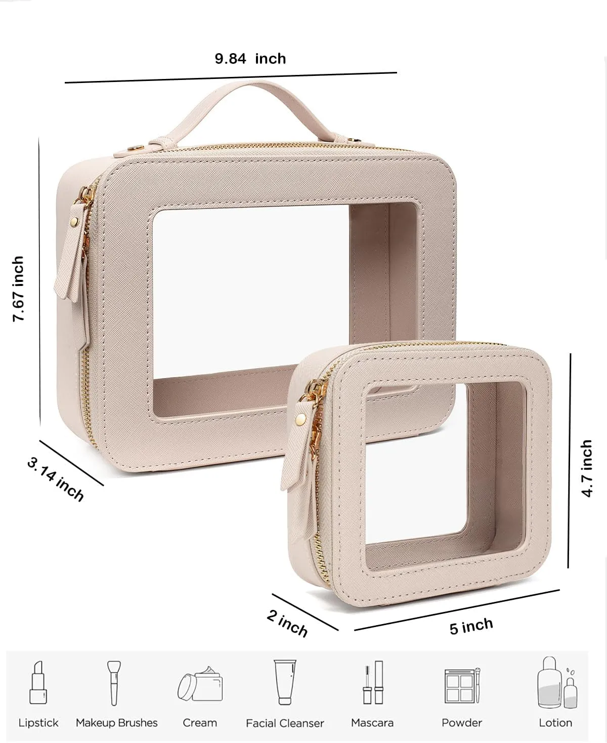 Clear Makeup Bag, Small Makeup Bag TSA Approved Toiletry Bag Cosmetic Travel Bag Cute Makeup Bag Organizer Makeup Case Pouch Car Essentials for Women Men