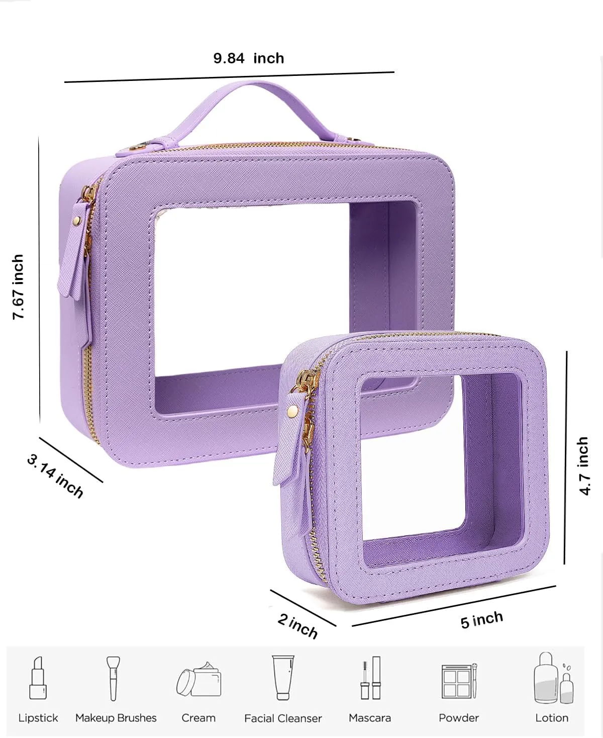 Clear Makeup Bag, Small Makeup Bag TSA Approved Toiletry Bag Cosmetic Travel Bag Cute Makeup Bag Organizer Makeup Case Pouch Car Essentials for Women Men